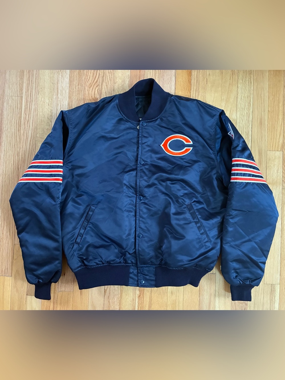 Vintage Starter Chicago Bears Satin Bomber Jacket Coat Men’s Size XL